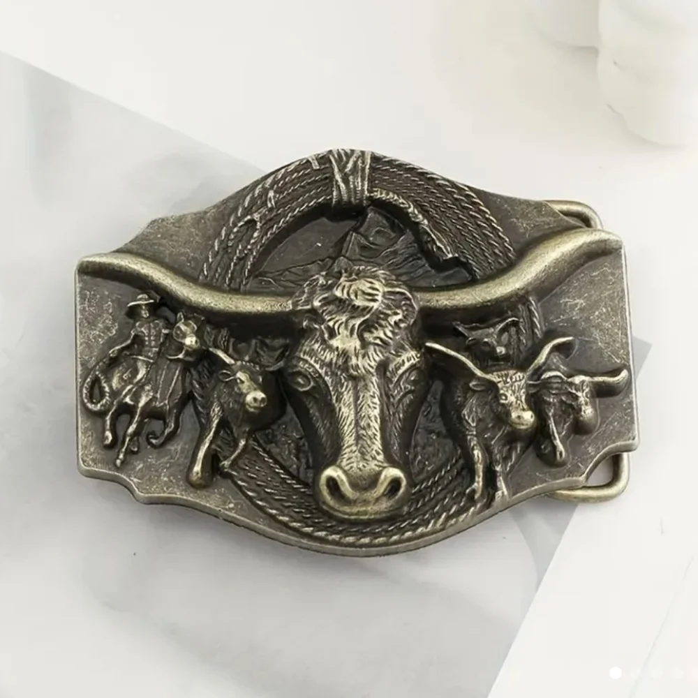 New Men's Western Texas Longhorn 3d bull belt buckle